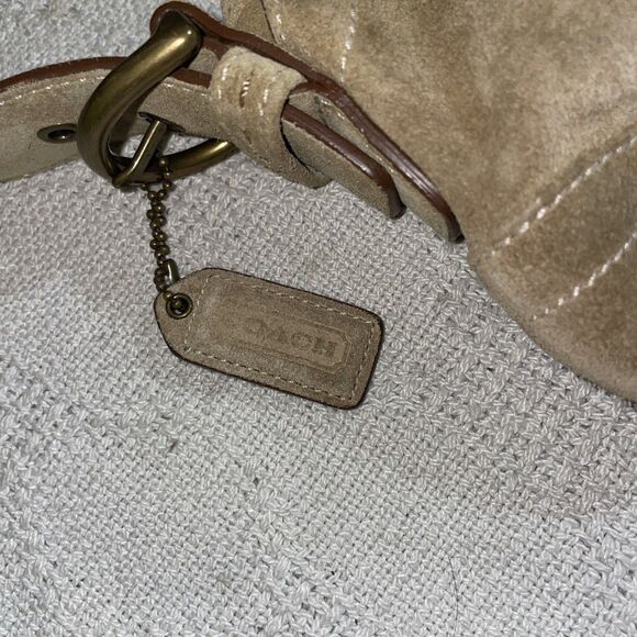 Vintage Y2K Coach Hobo Soho Buckle Flap Shoulder Bag Tan Brown Suede Leather - Picture 12 of 13